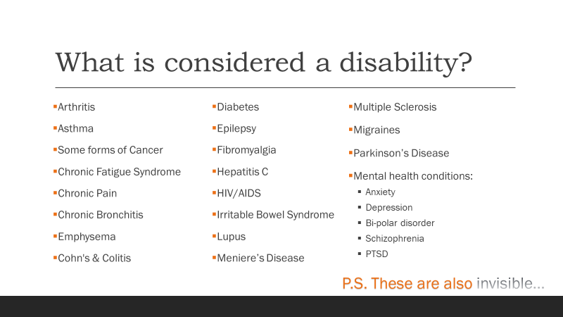 List of medical conditions considered disability - asthma, migraines, chronic pain, diabetes
